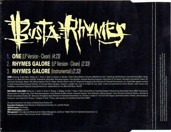 Busta Rhymes Featuring Eryka Badu* ‎– One